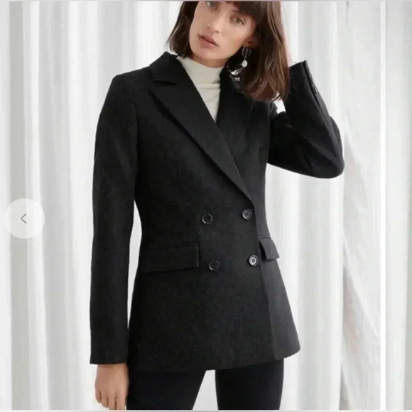 & Other Stories Jackets & Blazers - & OTHER STORIES Metallic Leopard Double Breasted Blazer - Size US 2